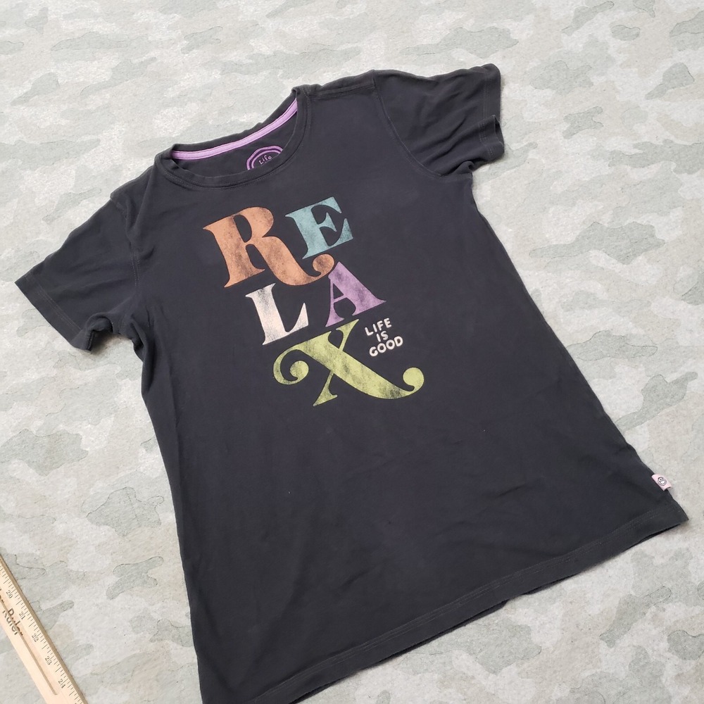 Life Is Good Top Womens Small Black Classic Fit Short Sleeve - Picture 2 of 11